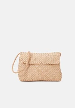 Loeffler Randall Woven Shoulder Bag With Flap - Across Body Bag - Desert Sand