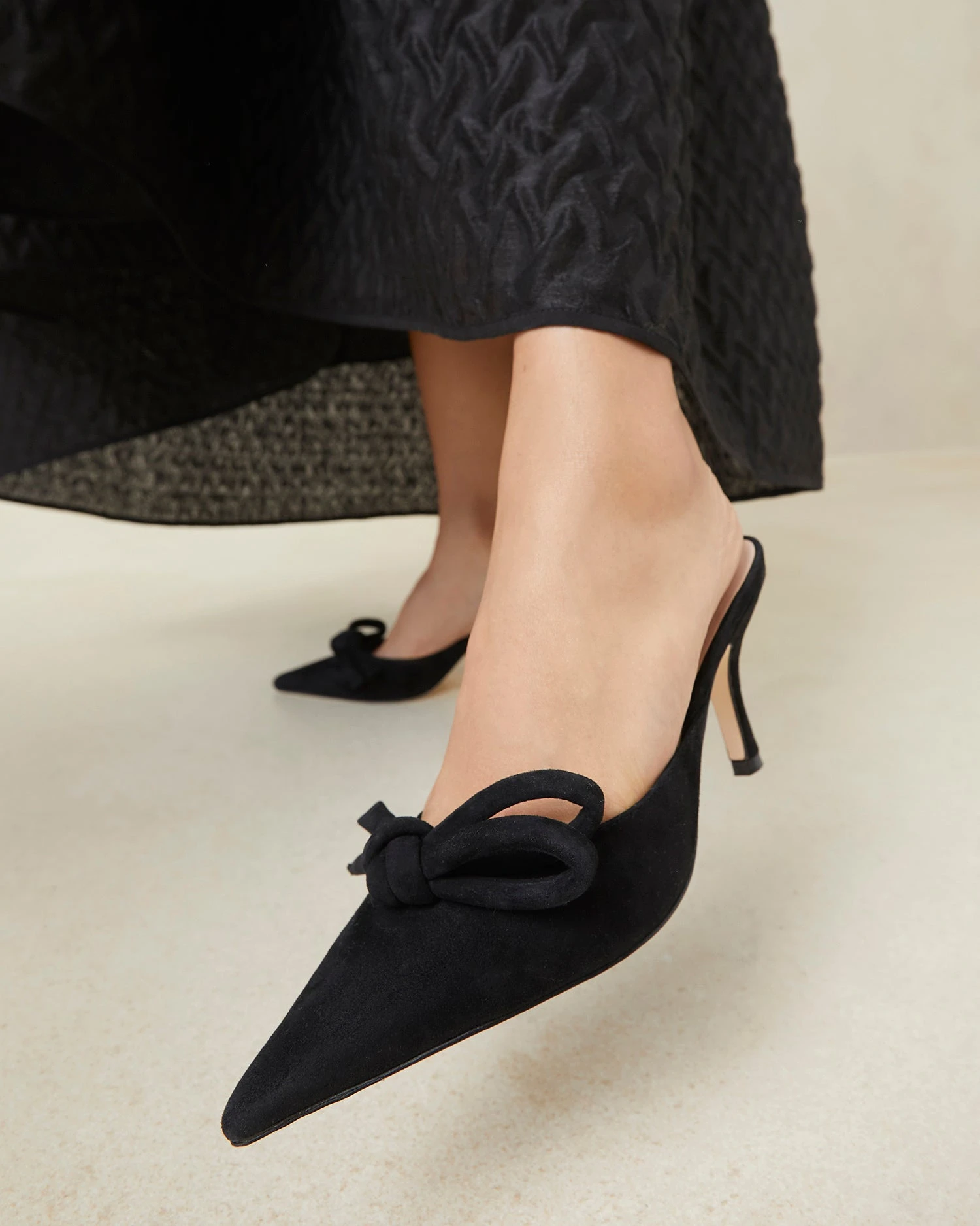 Loeffler Randall Amyra Black Bow Kitten Mule 7 Loeffler Randall Amyra Black Bow Kitten Mule - Image 5