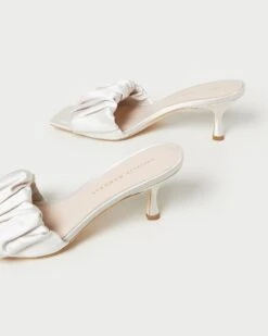 Loeffler Randall Bianca Cream Kitten Heel Mule -Loeffler Randall BIANCA SATN CREAM 4