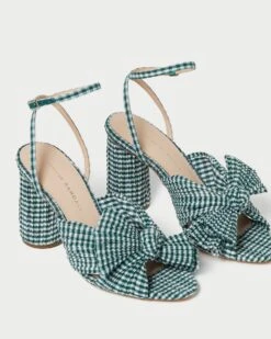 Loeffler Randall Camellia Green Gingham Bow Heel -Loeffler Randall CAMELLIA PLFA MGRGI 3