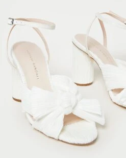Loeffler Randall Camellia White Pleated Bow Heel -Loeffler Randall CAMELLIA PLFV WHITE 3 1