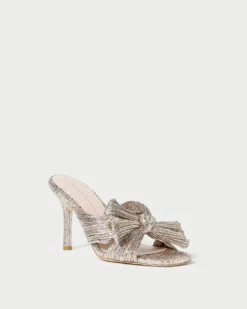 Loeffler Randall Claudia Champagne Pleated Bow Mule