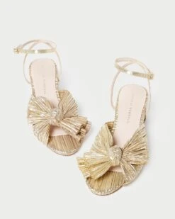 Loeffler Randall Dahlia Gold Pleated Bow Heel 9 Loeffler Randall Dahlia Gold Pleated Bow Heel -Loeffler Randall DAHLIA PLA GOLD 3 1
