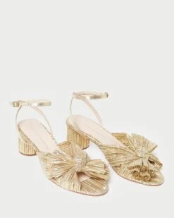 Loeffler Randall Dahlia Gold Pleated Bow Heel 10 Loeffler Randall Dahlia Gold Pleated Bow Heel -Loeffler Randall DAHLIA PLA GOLD 4