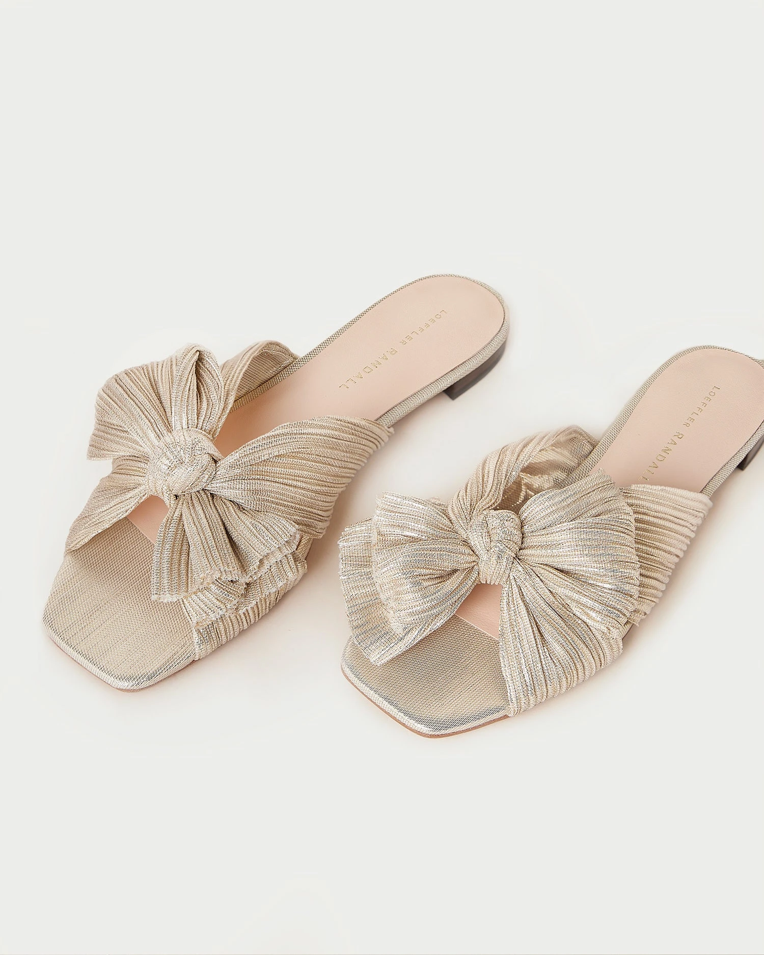 Loeffler Randall Daphne Platinum Pleated Bow Slide 5 Loeffler Randall Daphne Platinum Pleated Bow Slide - Image 3