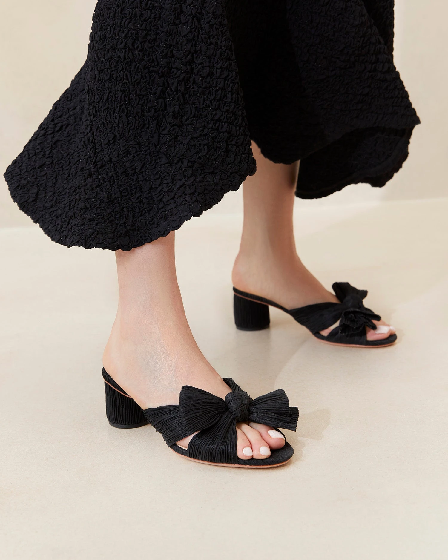 Loeffler Randall Emilia Black Pleated Bow Heel 7 Loeffler Randall Emilia Black Pleated Bow Heel - Image 5