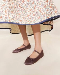 Loeffler Randall Leonie Chocolate Satin Ballet Flat -Loeffler Randall LEONIE SATN CHOCO 029copy