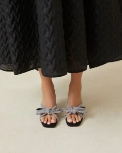 Loeffler Randall Margi Black/Rhinestone Suede Bow Heel -Loeffler Randall MARGI SKR BLACK 5