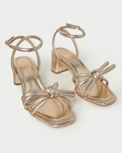 Loeffler Randall Mikel Champagne Bow Mid-Heel Sandal -Loeffler Randall MIKEL N CHMPN 3 1