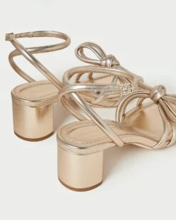 Loeffler Randall Mikel Champagne Bow Mid-Heel Sandal -Loeffler Randall MIKEL N CHMPN 4 1