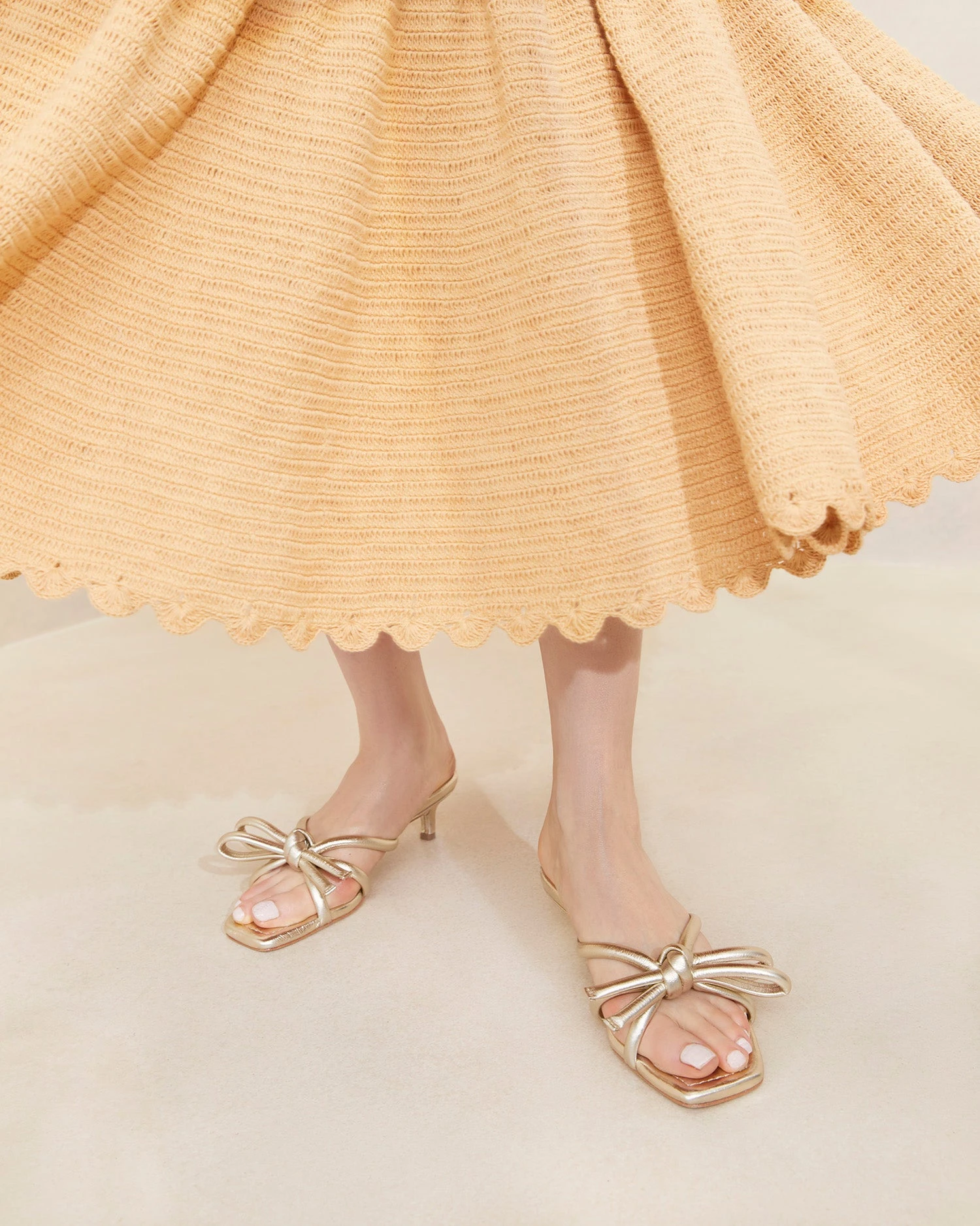 Loeffler Randall Neely Champagne Bow Kitten-Heel Sandal 7 Loeffler Randall Neely Champagne Bow Kitten-Heel Sandal - Image 5