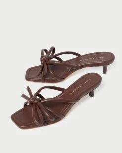 Loeffler Randall Neely Chocolate Bow Kitten-Heel Sandal -Loeffler Randall NELLY N CHOCO 3 1