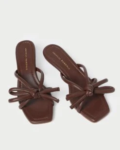 Loeffler Randall Neely Chocolate Bow Kitten-Heel Sandal -Loeffler Randall NELLY N CHOCO 4 1