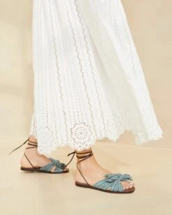 Loeffler Randall Peony Green Gingham Bow Slide -Loeffler Randall PEONY PLFA MGRGI 075copy