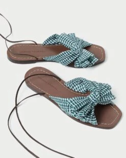 Loeffler Randall Peony Green Gingham Bow Slide -Loeffler Randall PEONY PLFA MGRGI 4