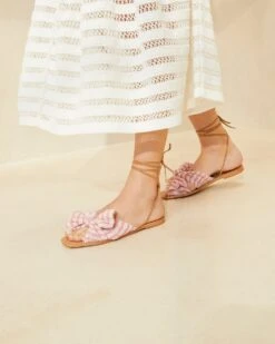 Loeffler Randall Peony Pink Gingham Bow Slide -Loeffler Randall PEONY PLFA SPKGI 027copy
