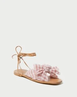 Loeffler Randall Peony Pink Gingham Bow Slide