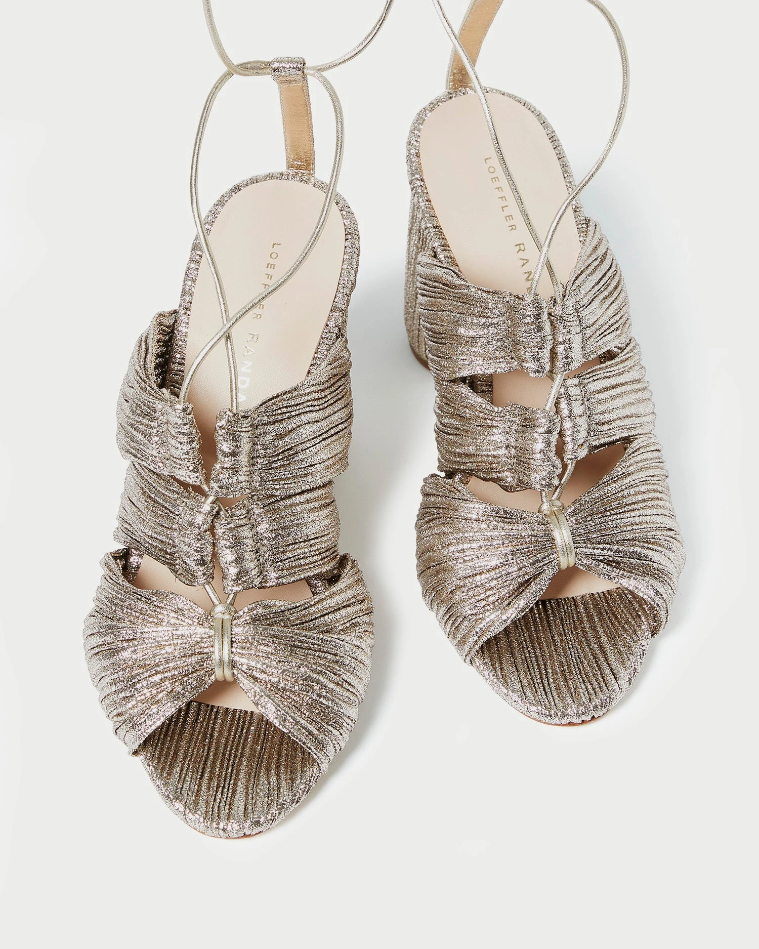 Loeffler Randall Teresa Champagne Pleated Lace-Up Sandal 5 Loeffler Randall Teresa Champagne Pleated Lace-Up Sandal - Image 3