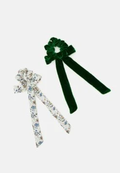 Loeffler Randall Hair Ribbon 2 Pack - Hair Styling Accessory - Cream/Blue/Brown/Spruce