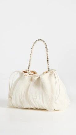 Loeffler Randall Layne Pleated Handheld Clutch With Rhinestone Strap