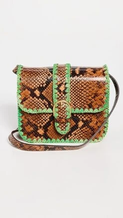 Loeffler Randall Lisel Raffia Trimmed Crossbody With Buckle Closure